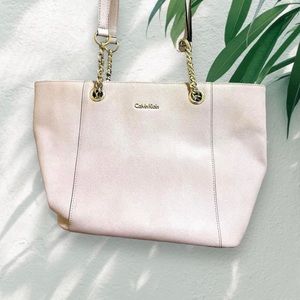 Vintage 90s Calvin Klein Essential Lavender Purple Chic Leather Tote Bag